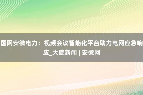 国网安徽电力：视频会议智能化平台助力电网应急响应_大皖新闻 | 安徽网