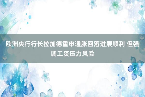 欧洲央行行长拉加德重申通胀回落进展顺利 但强调工资压力风险