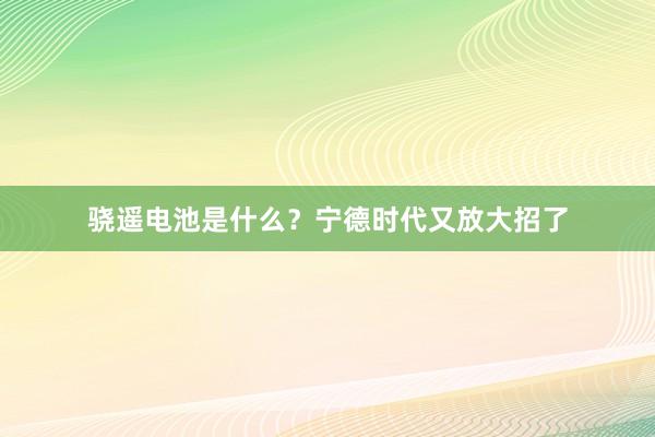 骁遥电池是什么？宁德时代又放大招了