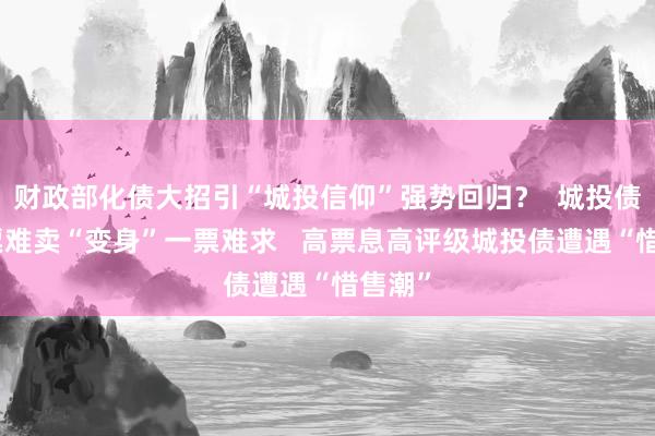 财政部化债大招引“城投信仰”强势回归？  城投债从一票难卖“变身”一票难求   高票息高评级城投债遭遇“惜售潮”