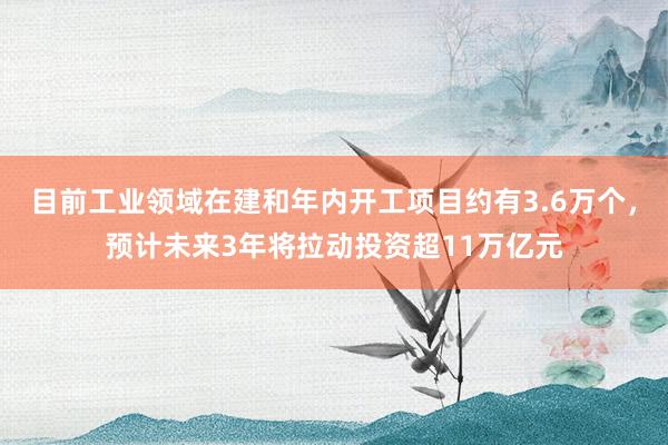 目前工业领域在建和年内开工项目约有3.6万个，预计未来3年将拉动投资超11万亿元