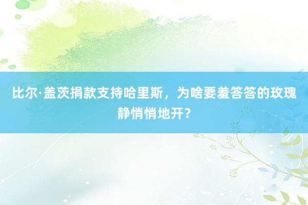 比尔·盖茨捐款支持哈里斯，为啥要羞答答的玫瑰静悄悄地开？