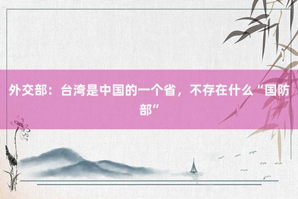 外交部：台湾是中国的一个省，不存在什么“国防部”