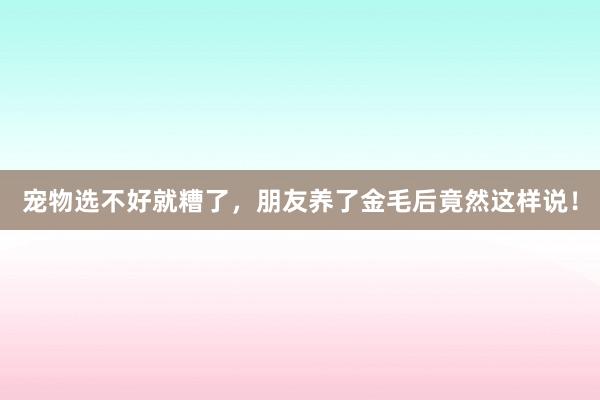 宠物选不好就糟了，朋友养了金毛后竟然这样说！