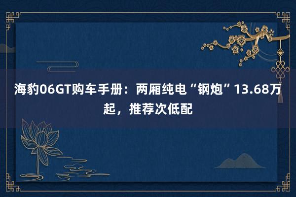 海豹06GT购车手册：两厢纯电“钢炮”13.68万起，推荐次低配