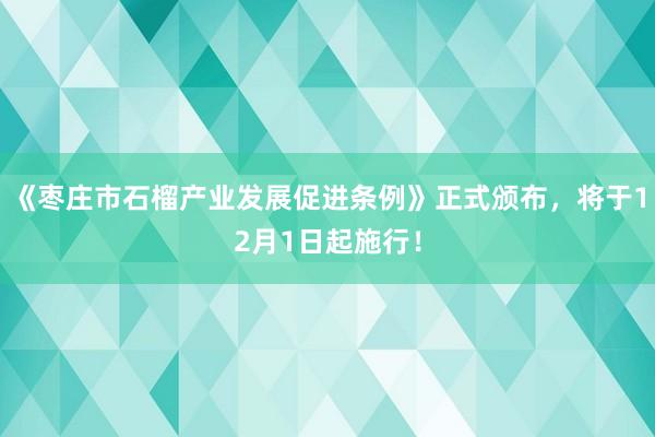 《枣庄市石榴产业发展促进条例》正式颁布，将于12月1日起施行！