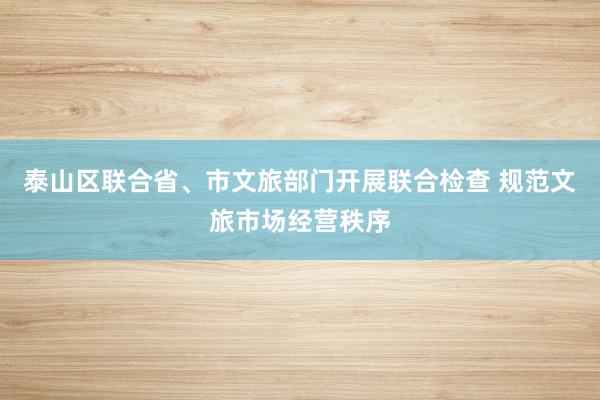 泰山区联合省、市文旅部门开展联合检查 规范文旅市场经营秩序