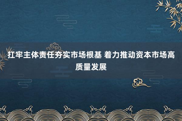 扛牢主体责任夯实市场根基 着力推动资本市场高质量发展