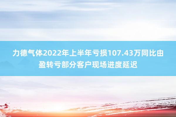 力德气体2022年上半年亏损107.43万同比由盈转亏部分客户现场进度延迟