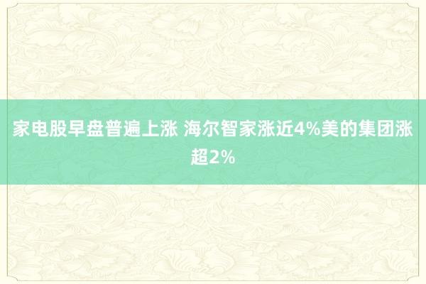 家电股早盘普遍上涨 海尔智家涨近4%美的集团涨超2%