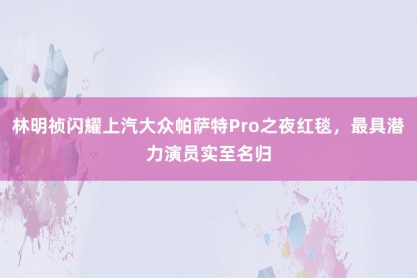 林明祯闪耀上汽大众帕萨特Pro之夜红毯，最具潜力演员实至名归