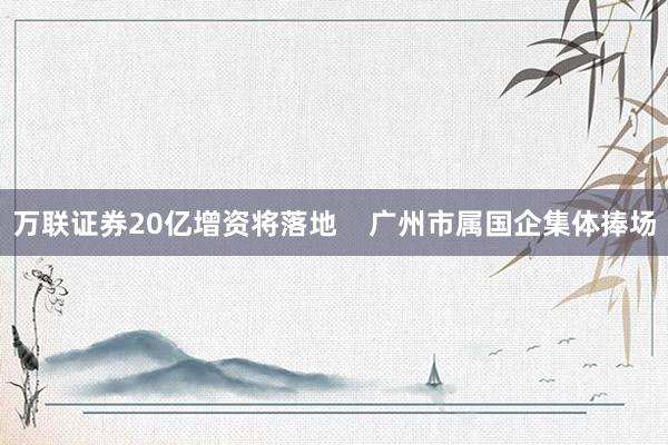 万联证券20亿增资将落地    广州市属国企集体捧场