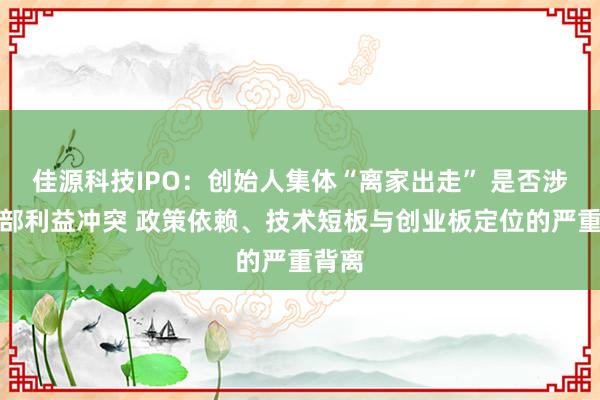 佳源科技IPO：创始人集体“离家出走” 是否涉及内部利益冲突 政策依赖、技术短板与创业板定位的严重背离