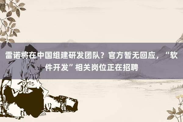 雷诺将在中国组建研发团队？官方暂无回应，“软件开发”相关岗位正在招聘