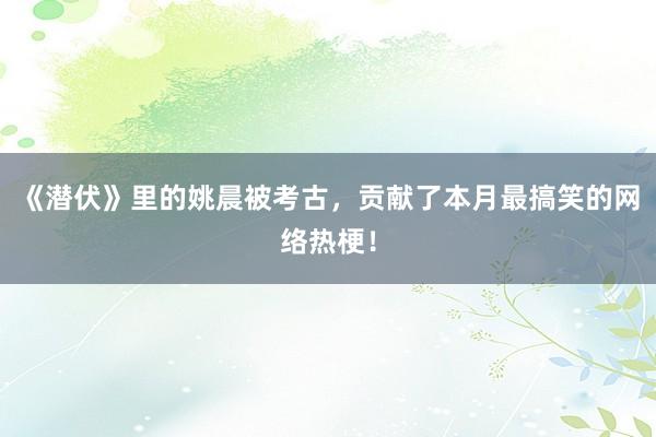 《潜伏》里的姚晨被考古，贡献了本月最搞笑的网络热梗！