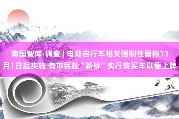 南国智库·调查 | 电动自行车相关强制性国标11月1日起实施 有市民趁“新标”实行前买车以便上牌