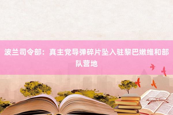 波兰司令部：真主党导弹碎片坠入驻黎巴嫩维和部队营地