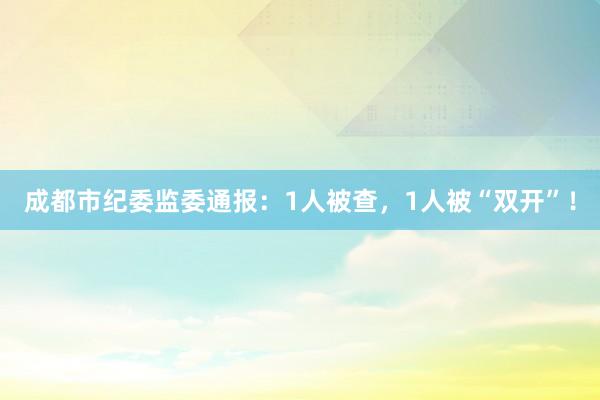 成都市纪委监委通报：1人被查，1人被“双开”！