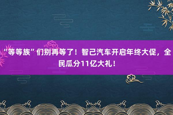 “等等族”们别再等了！智己汽车开启年终大促，全民瓜分11亿大礼！