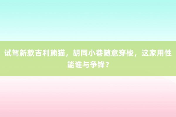 试驾新款吉利熊猫，胡同小巷随意穿梭，这家用性能谁与争锋？