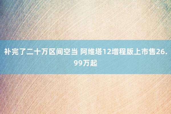 补完了二十万区间空当 阿维塔12增程版上市售26.99万起