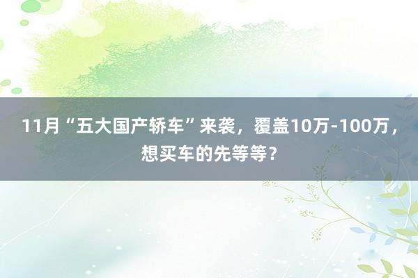 11月“五大国产轿车”来袭，覆盖10万-100万，想买车的先等等？