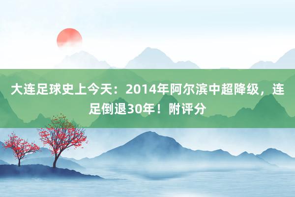 大连足球史上今天：2014年阿尔滨中超降级，连足倒退30年！附评分