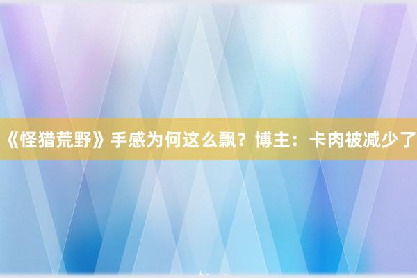 《怪猎荒野》手感为何这么飘？博主：卡肉被减少了