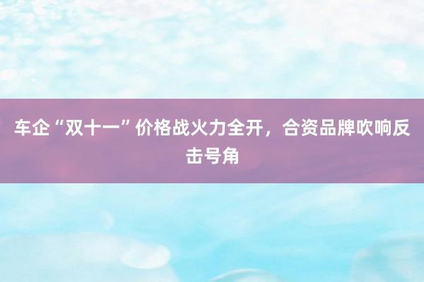 车企“双十一”价格战火力全开，合资品牌吹响反击号角