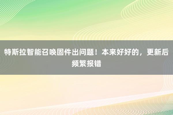 特斯拉智能召唤固件出问题！本来好好的，更新后频繁报错