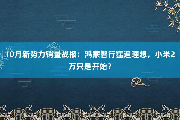 10月新势力销量战报：鸿蒙智行猛追理想，小米2万只是开始？