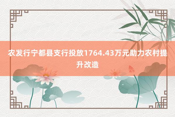 农发行宁都县支行投放1764.43万元助力农村提升改造