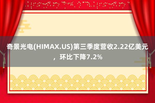 奇景光电(HIMAX.US)第三季度营收2.22亿美元，环比下降7.2%