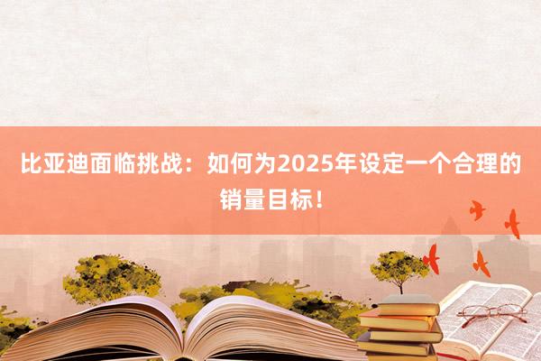 比亚迪面临挑战：如何为2025年设定一个合理的销量目标！