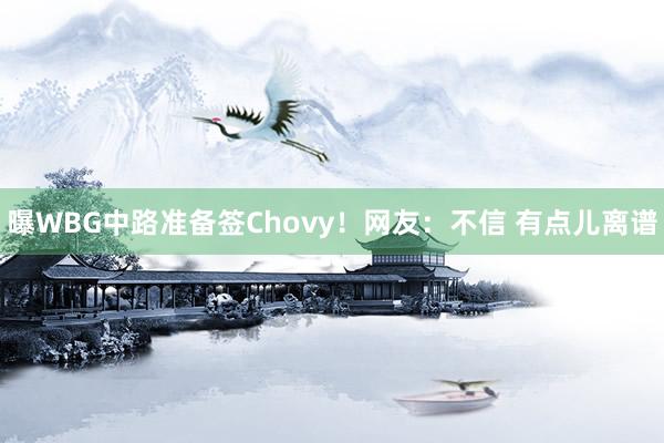 曝WBG中路准备签Chovy！网友：不信 有点儿离谱