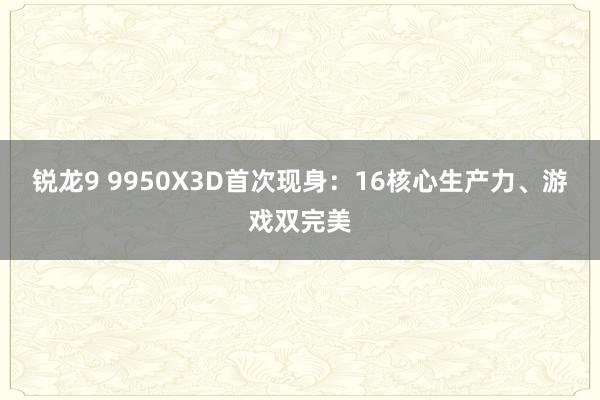 锐龙9 9950X3D首次现身：16核心生产力、游戏双完美