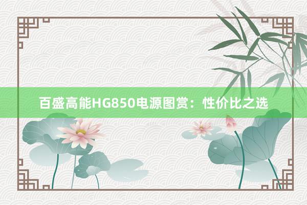 百盛高能HG850电源图赏：性价比之选