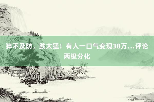 猝不及防，跌太猛！有人一口气变现38万…评论两极分化