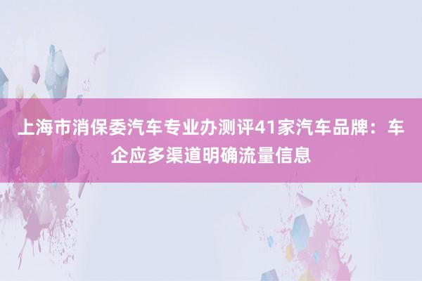 上海市消保委汽车专业办测评41家汽车品牌：车企应多渠道明确流量信息