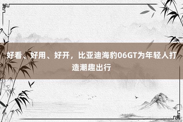 好看、好用、好开，比亚迪海豹06GT为年轻人打造潮趣出行