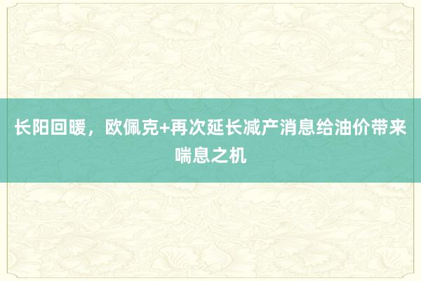 长阳回暖，欧佩克+再次延长减产消息给油价带来喘息之机