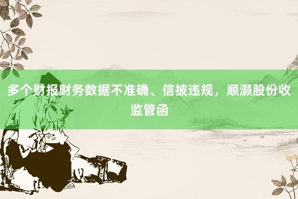 多个财报财务数据不准确、信披违规，顺灏股份收监管函