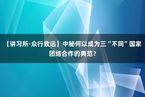 【讲习所·众行致远】中秘何以成为三“不同”国家团结合作的典范？