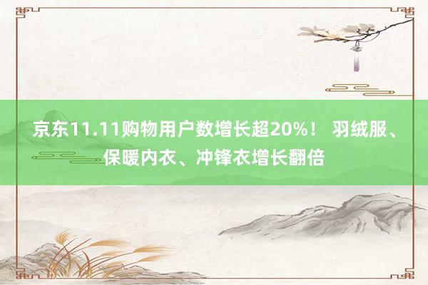 京东11.11购物用户数增长超20%！ 羽绒服、保暖内衣、冲锋衣增长翻倍