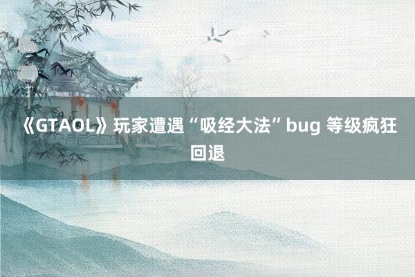 《GTAOL》玩家遭遇“吸经大法”bug 等级疯狂回退