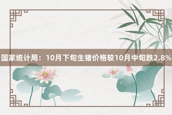 国家统计局：10月下旬生猪价格较10月中旬跌2.8%