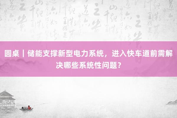 圆桌｜储能支撑新型电力系统，进入快车道前需解决哪些系统性问题？