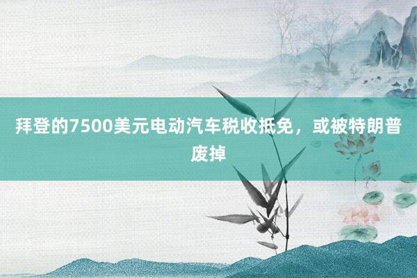 拜登的7500美元电动汽车税收抵免，或被特朗普废掉