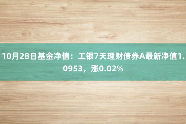 10月28日基金净值：工银7天理财债券A最新净值1.0953，涨0.02%