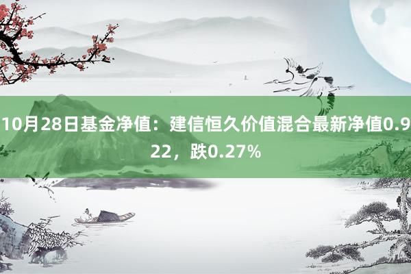 10月28日基金净值：建信恒久价值混合最新净值0.922，跌0.27%